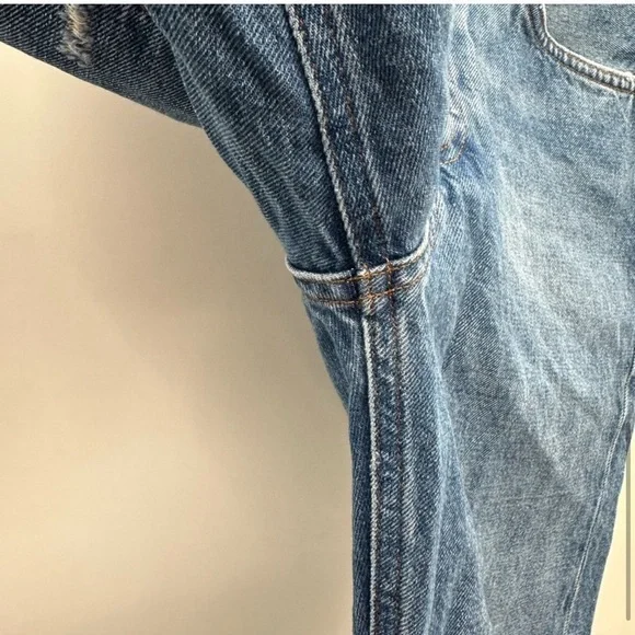 AGOLDE feel good blue buttonfly woman distress high rise straight ankle jean 28 - Picture 9 of 12